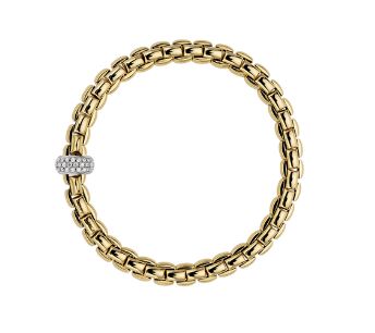 Fope Pave Flex Bracelet in Yellow Gold