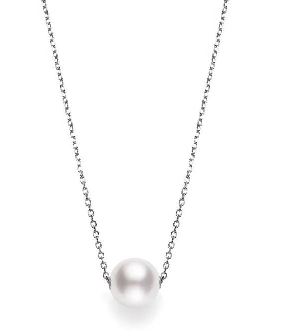 Akoya Cultured Pearl Single Pearl Pendant in 18K White Gold