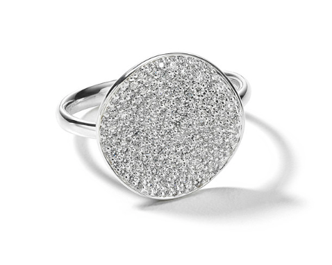 STARDUST Medium Flower Disc Ring in Sterling Silver with Diamonds