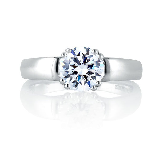 Designer Split Prong Solitaire with Scroll Set Side Diamonds Ring