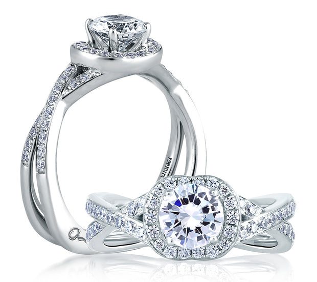 Intertwined Shank Halo Engagement Ring
