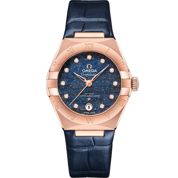Omega Constellation 29 mm, Sedna™ gold on leather strap