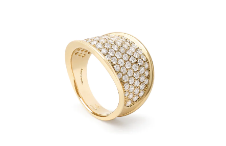 Marco Bicego Lunaria Collection 18K Yellow Gold and Diamond Pavé Small Ring